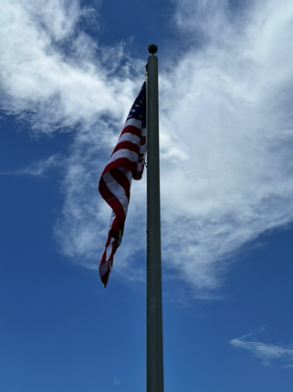 New flagpole and flag installed on July 4, 2023.