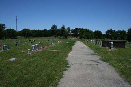 Cemetery road viewed north from entry gate